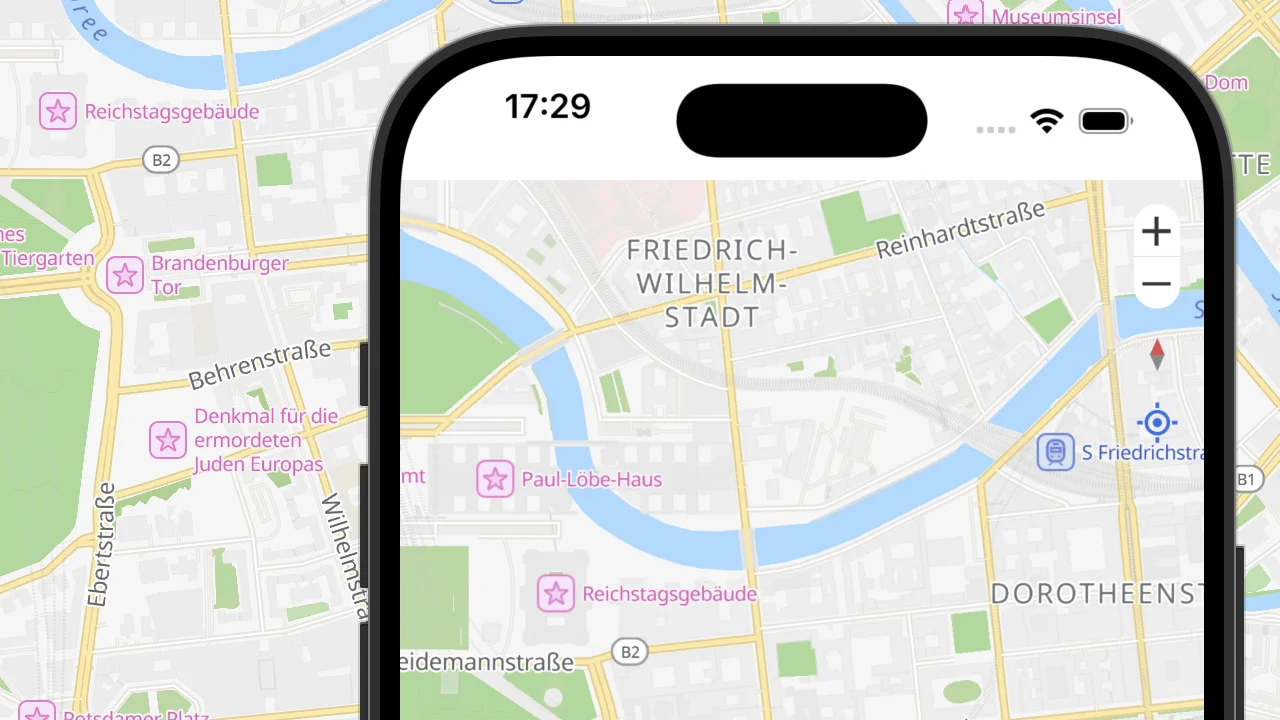 Karte mit Aktivitäts-Pins in der Umgebung